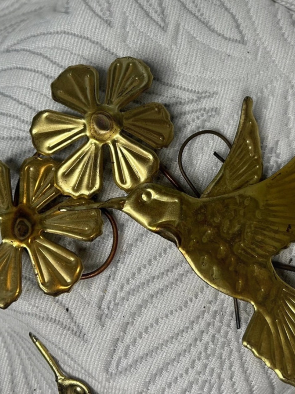 Gold Hummingbird and Flower Wall Decor - Elegant Metal Accent